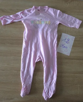 Pyjama coton rose 12 mois