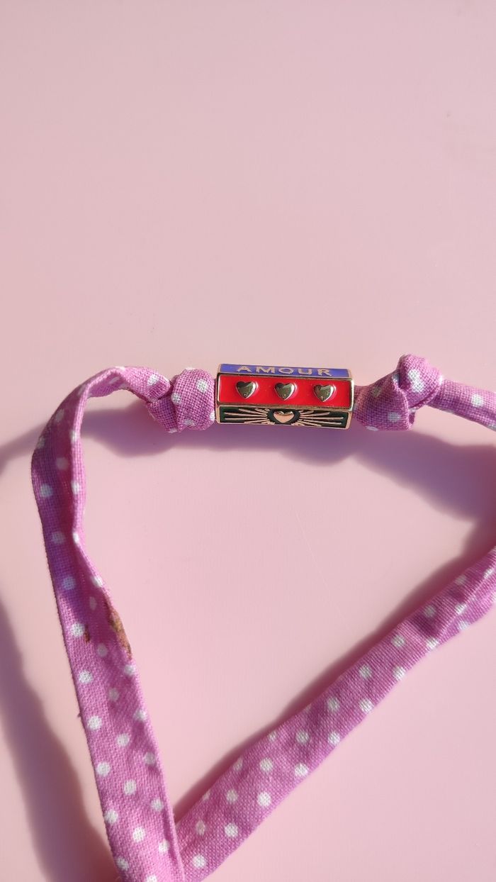 Bracelet tissu Amour rose - photo numéro 2