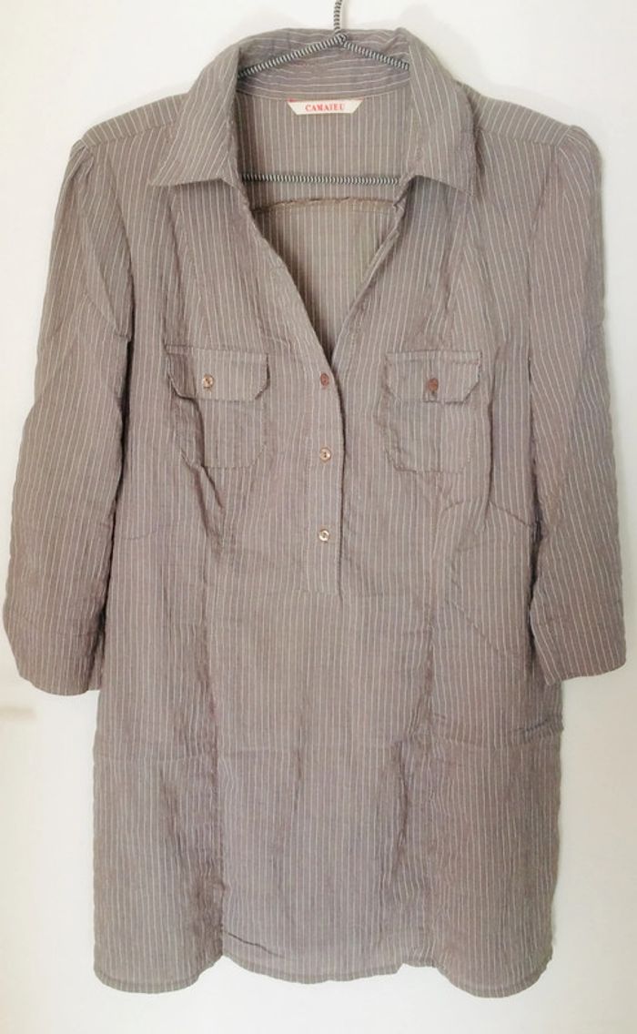 Tunique / chemise à fines rayures - Camaïeu