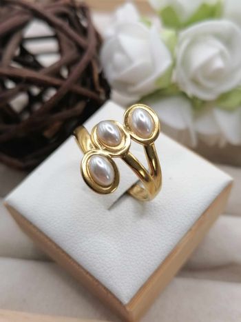 Bague en acier inoxydable ajustable doré