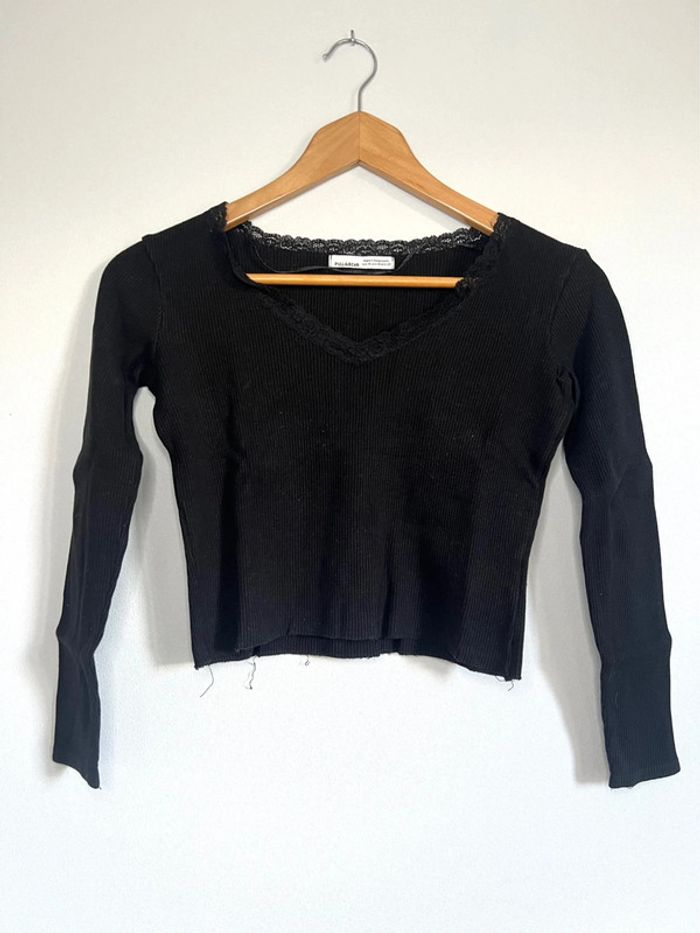 Blouse manches longues Pull & Bear noir