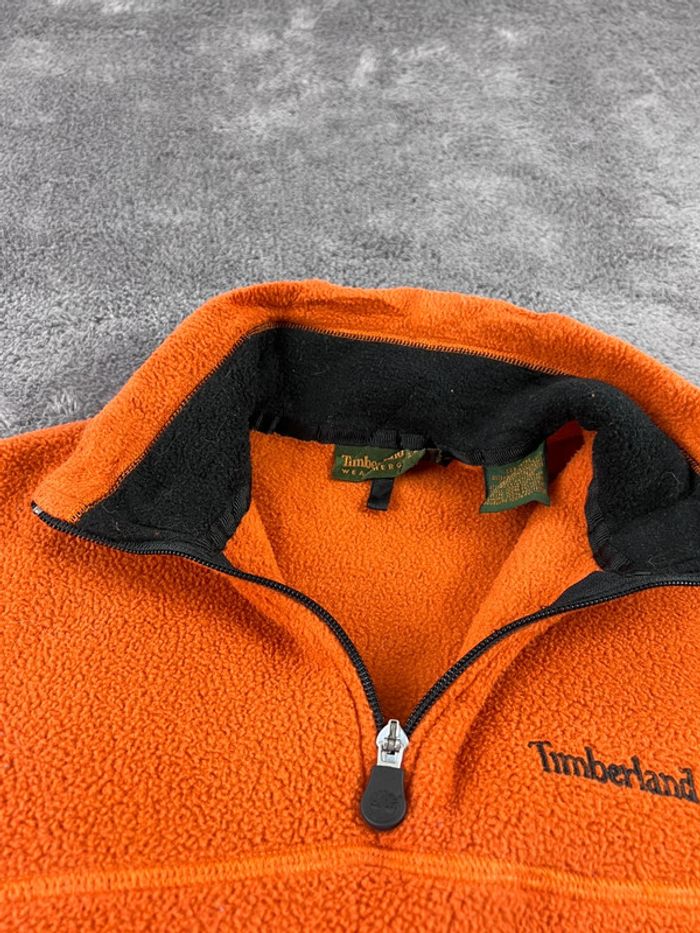 Pull polaire Timberland orange avec logo brodé – Taille XS (taille grand) - photo numéro 10
