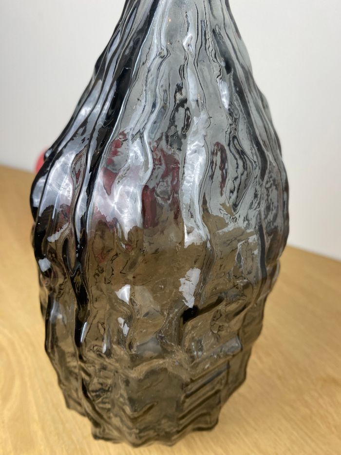 Vase en verre fumé design texturé – 22 cm - photo numéro 2
