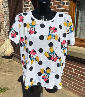🐭 T-shirt blanc motifs Minnie & Mickey – Taille unique (TU)
