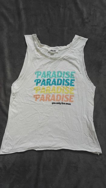 Top débardeur " Paradise " en dégradé couleur arc en ciel, sans manche, décontracte coton XS 34