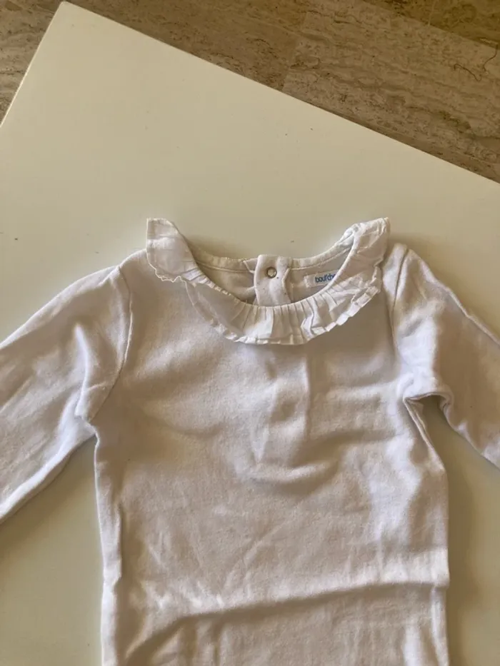Body blanc à col fantaisie, 18 mois - photo numéro 2