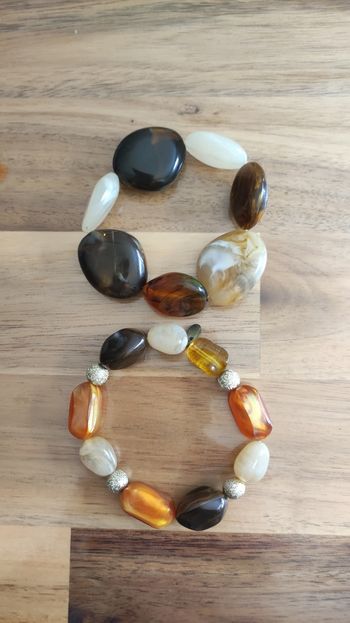 Lot de 2 bracelets élastiques fausses pierres