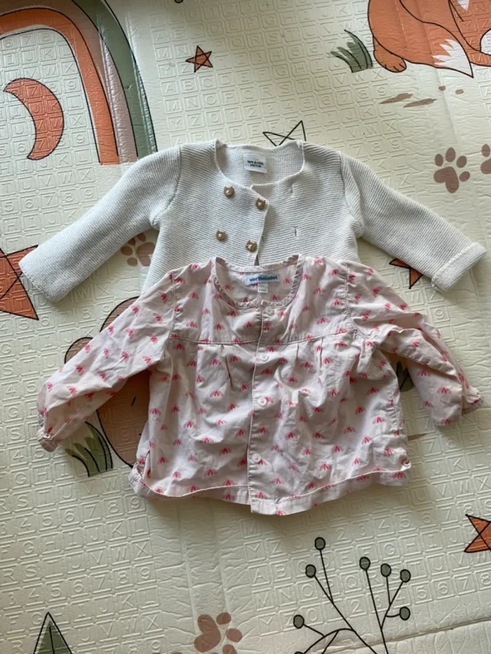 Lot gilet + blouse bébé fille