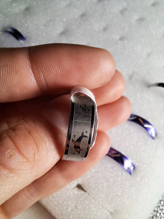 Bague acier inoxydable motifs - photo numéro 5