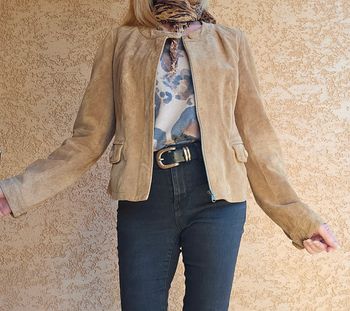 📌 Blouson Veste en Cuir suédé (daim)- Laura Clément