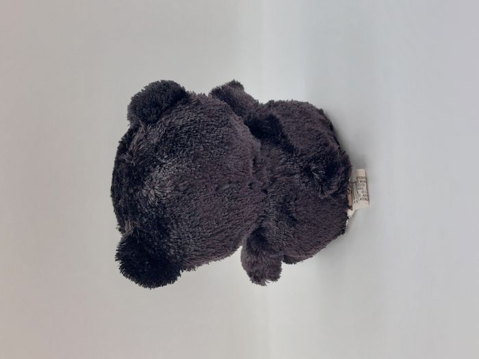 Peluche doudou ours noir blanc B&G International gros yeux verts 14 cm - photo numéro 2