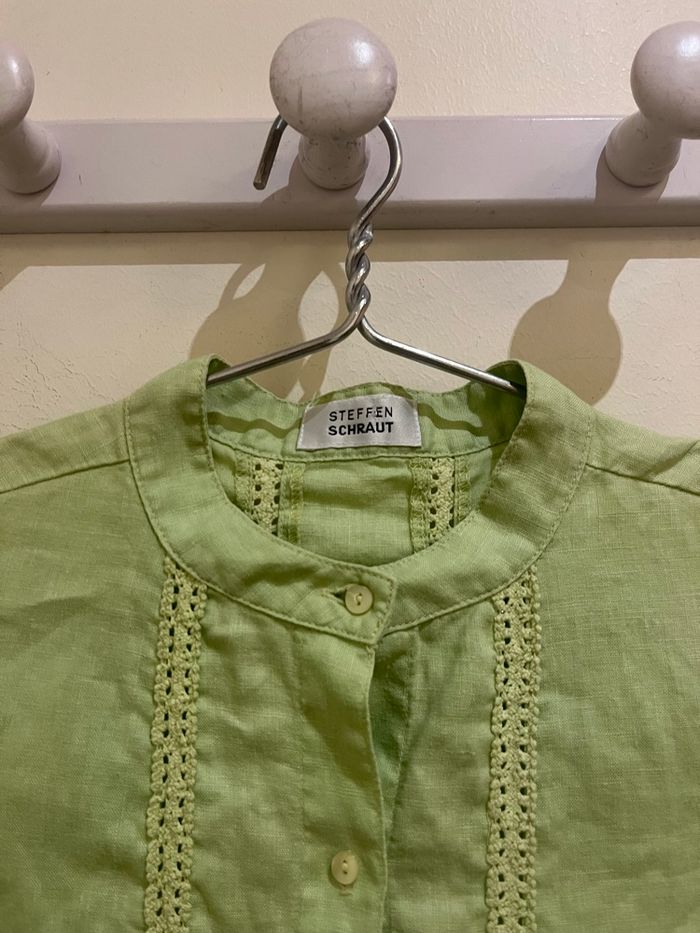 Robe mi longue manches longues verte brodé steffen schraut - photo numéro 8