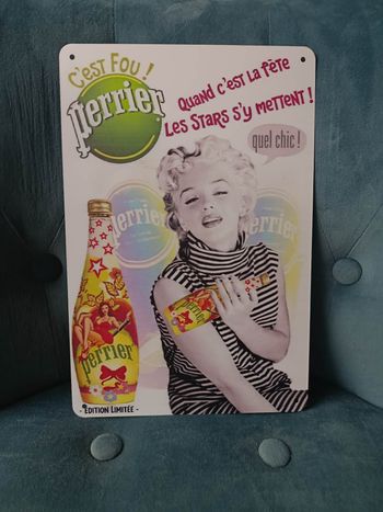 Plaque métal publicité Perrier Marylin Monroe neuve 20x30cm