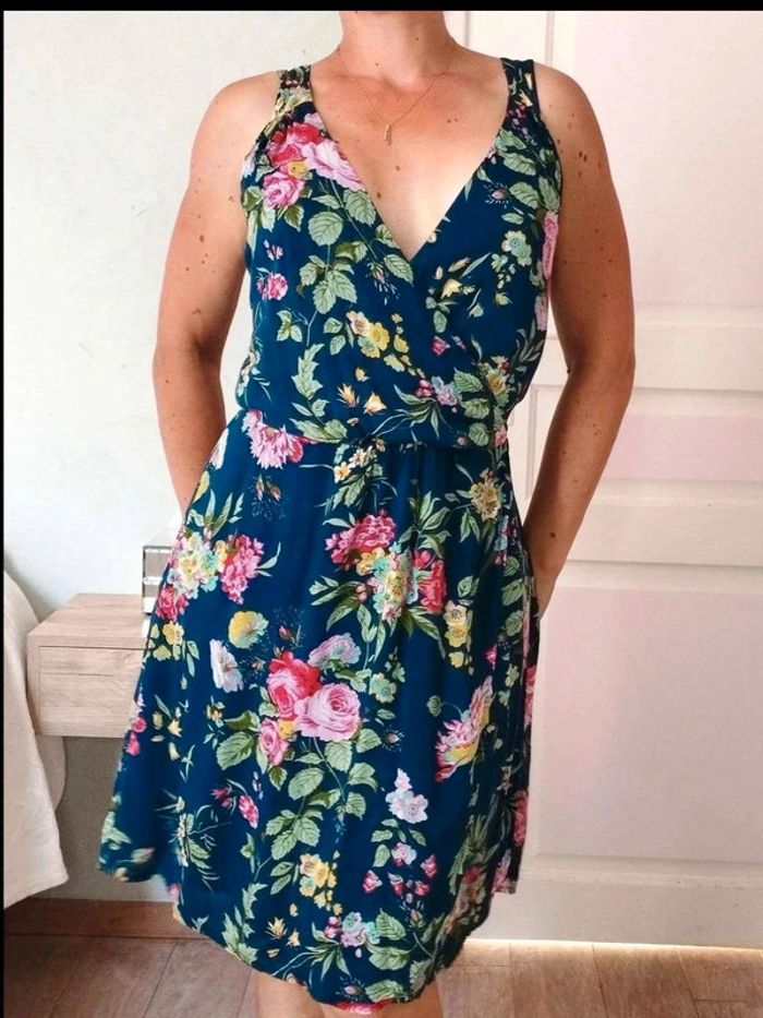 Robe Promod  - Bleue fleurie  -  38  -  Excellent état
