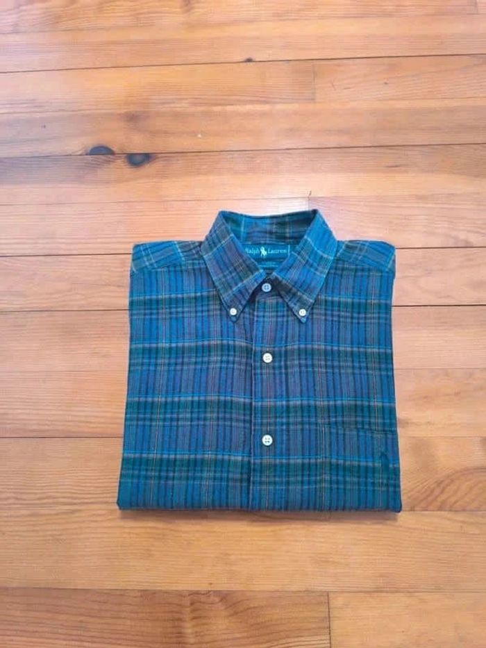 Chemise à carreaux - Ralph Lauren - Tilden - Logo brodé violet - Violet, vert - Taille S - photo numéro 2