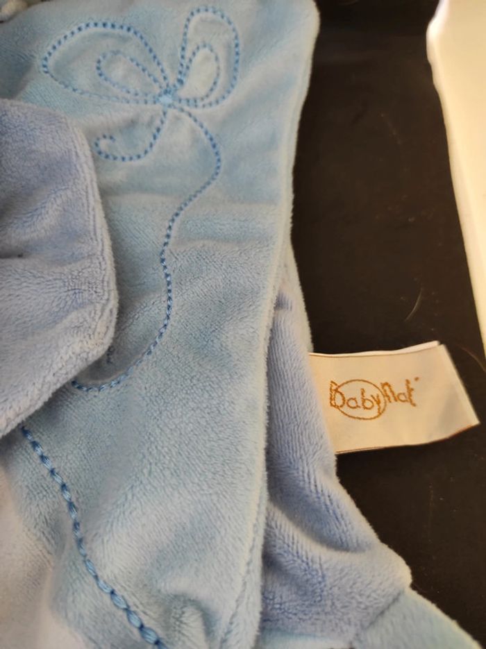 Ours Bear Marron Bleu Blue Baby Nat' doudou plat mouchoir #geektradedoudou - photo numéro 4