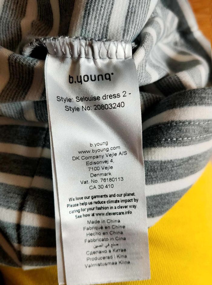 Robe b.young rayée gris et blanc, 23% viscose, coupe droite, allure casual chic - photo numéro 8