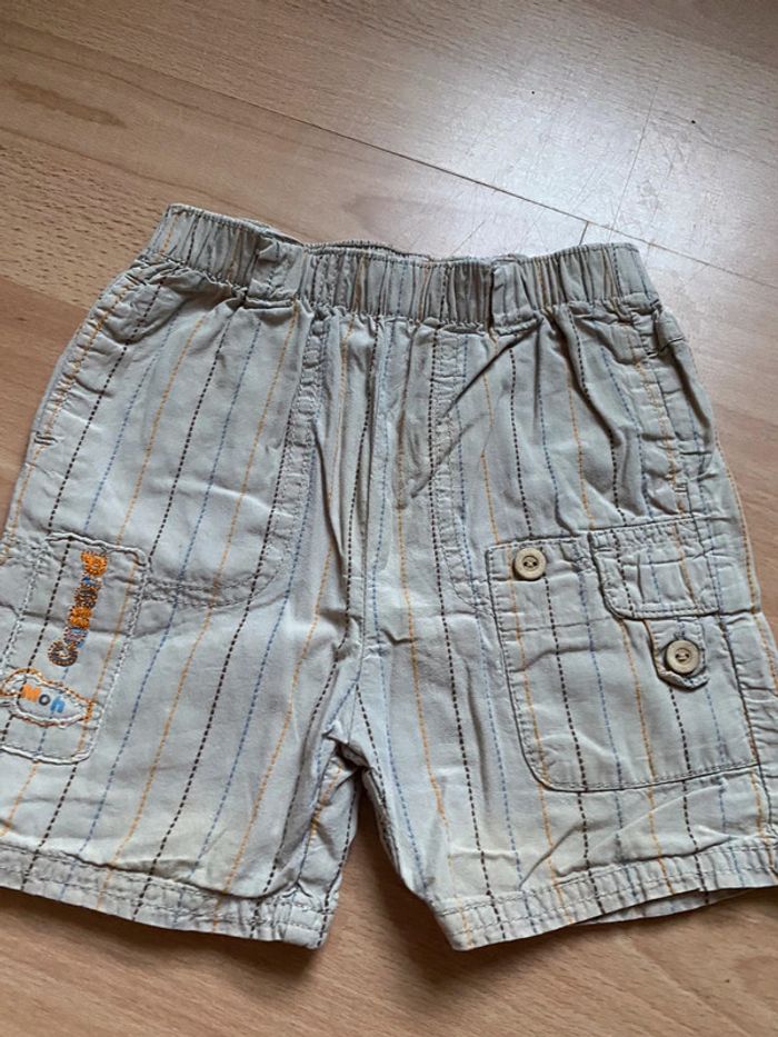 Joli short beige à rayures Orchestra T. 18 mois/80 cm garçon TBE - photo numéro 3