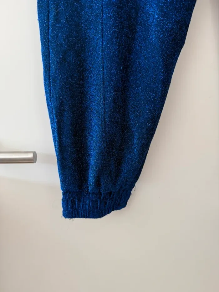 Jogging Bleu Pailleté Bershka - Taille S - photo numéro 2