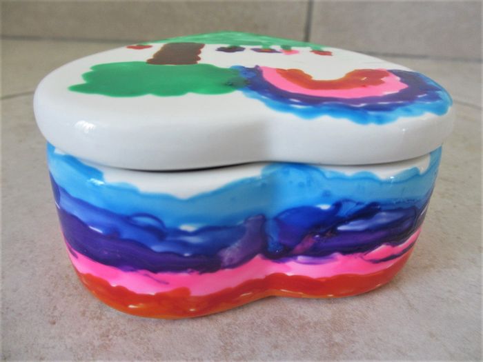 Lot boîte coeur + cadre en porcelaine peints à la main - photo numéro 4