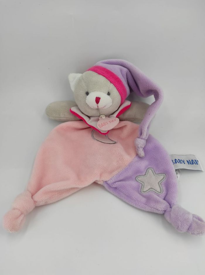 Doudou Plat Chat Rose Luminescent Baby Nat'