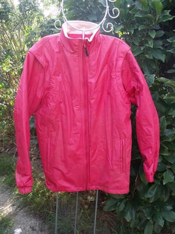 Blouson imperméable manche amovible col polaire idéal mi-saison orange /rouge