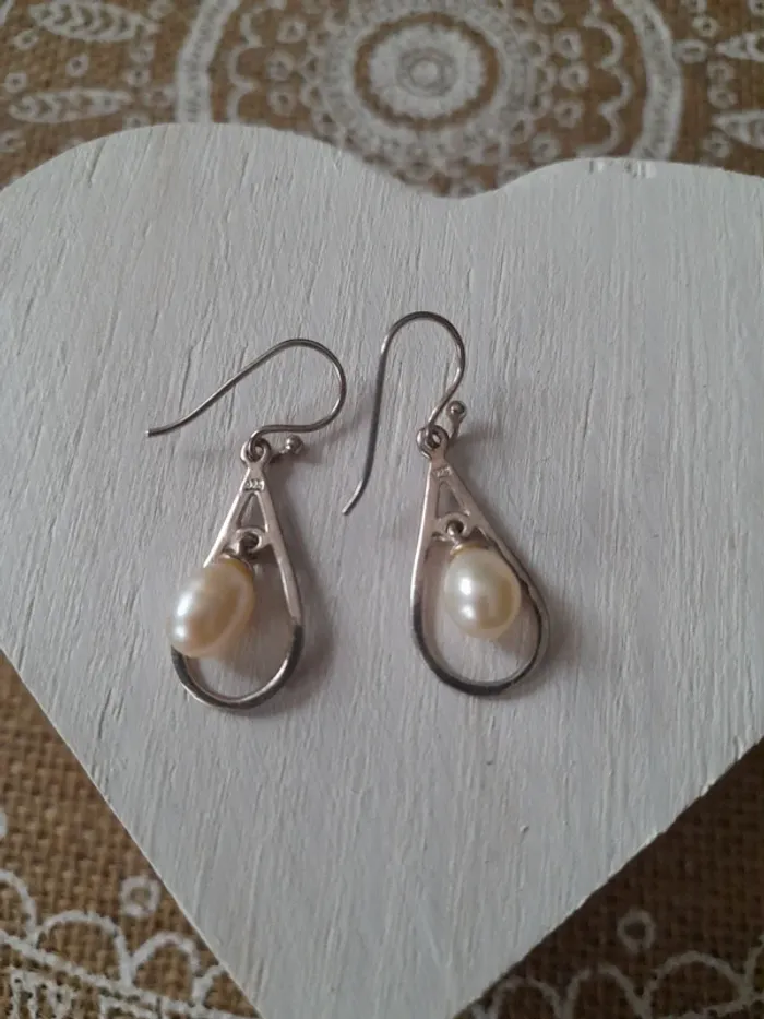 Boucles d'oreilles perles argent 925 - photo numéro 2