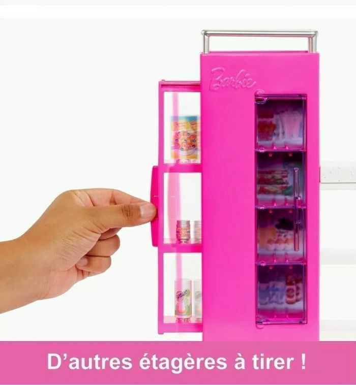 BARBIE COFFRET CUISINE AVEC GARDE MANGER ET ACCESSOIRES POUPEE INCLUSE - photo numéro 3
