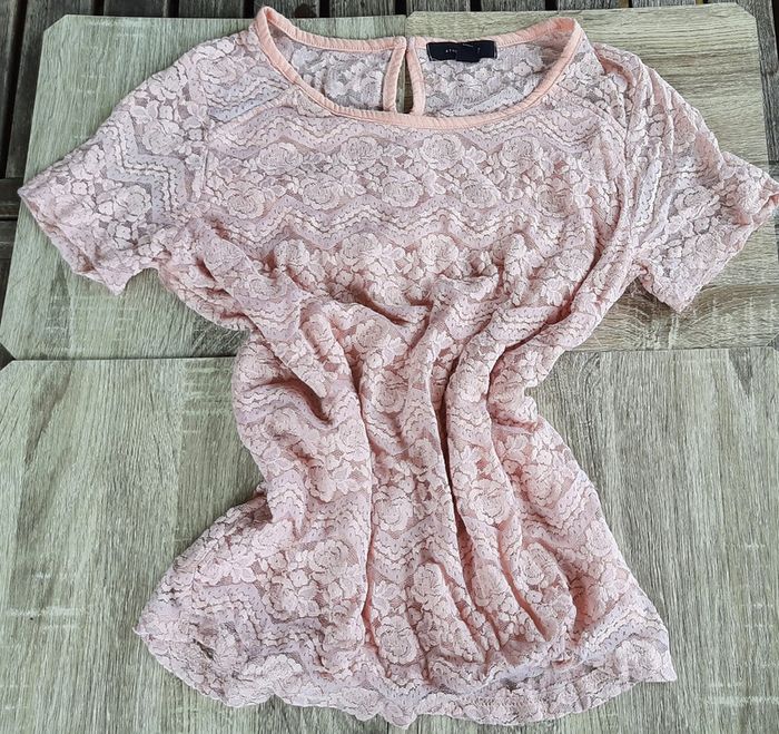 Blouse rose en dentelle, Atmosphere, taille 42 - photo numéro 3
