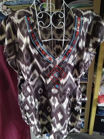 débardeur marron imprimé