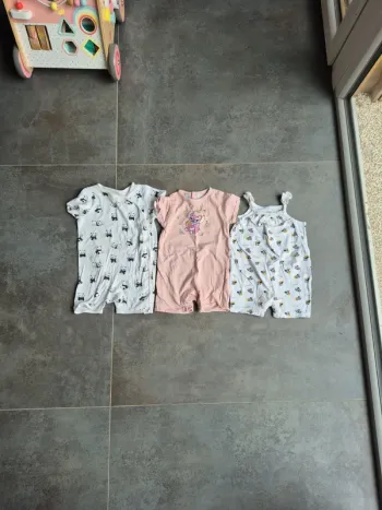 Lot de 3 barboteuses bébé fille 18 mois