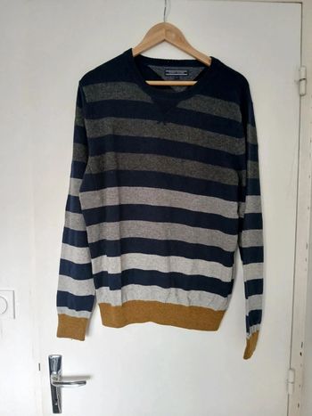 Pull rayé tommy hilfiger L bleu jaune