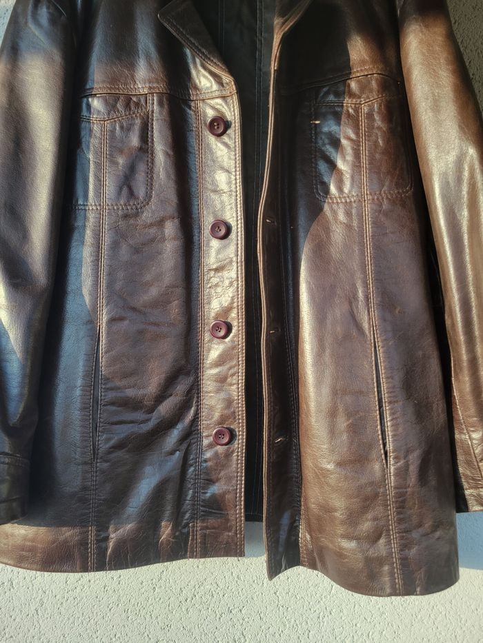 Veste en cuir marron taille L - photo numéro 4