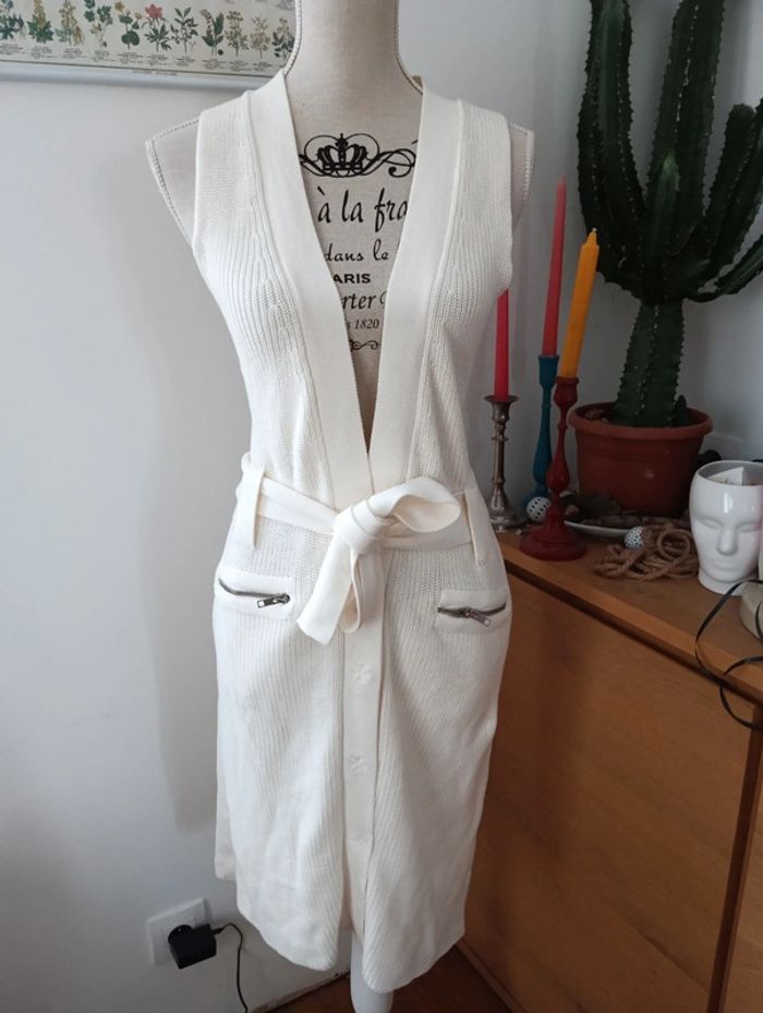 Robe / gilet maille écru ceinturé Georges Rech - photo numéro 2