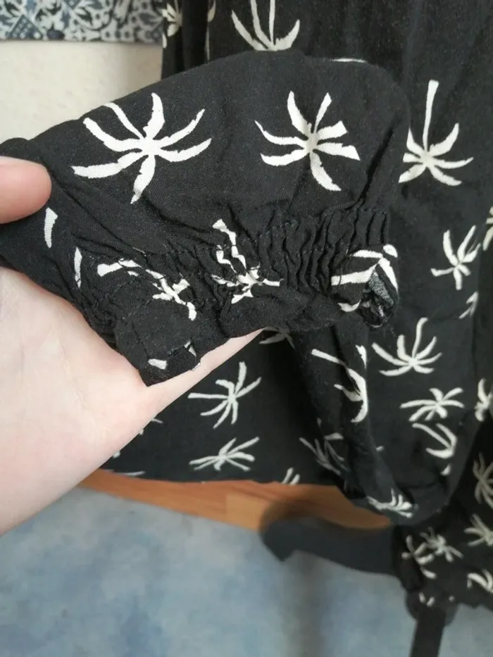 Combinaison noire dos nu motifs palmiers tropicaux lien à nouer / zeeman / (38) - photo numéro 5