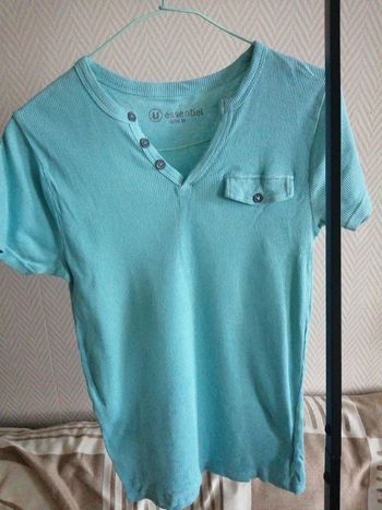 Tee shirt côtelé turquoise