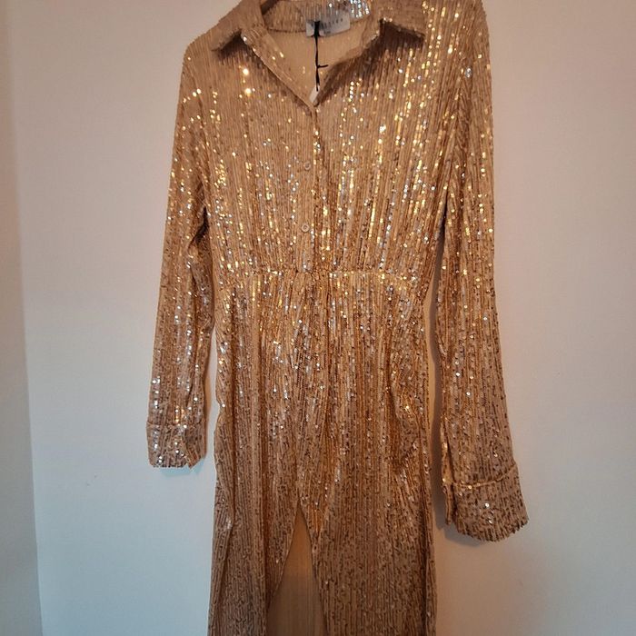 Robe chique avec paillettes beige taille unique - photo numéro 7