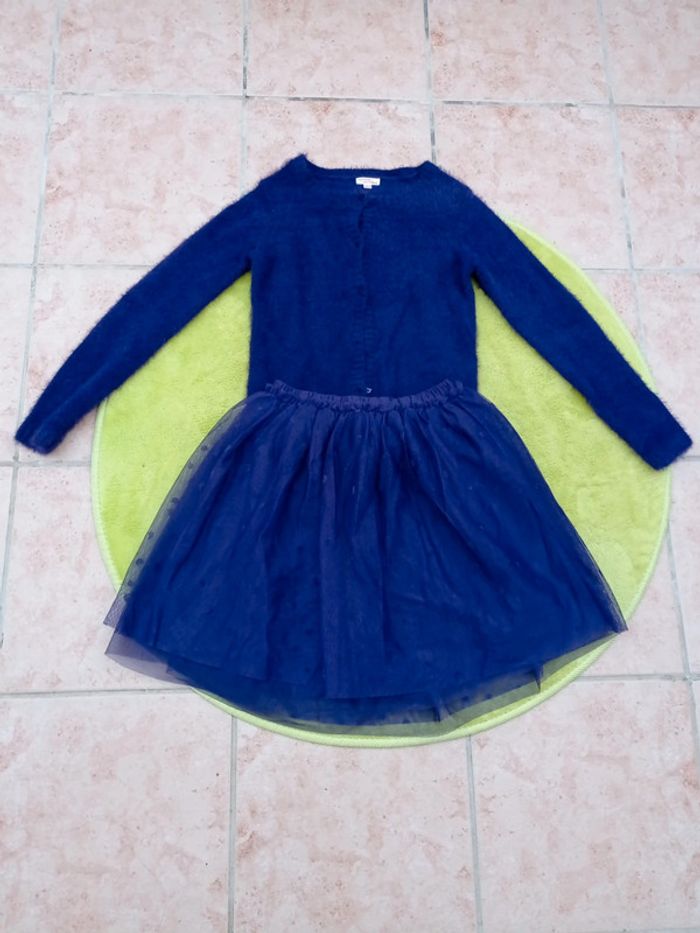 Ensemble jupe gilet violet DPAM taille 10 ans