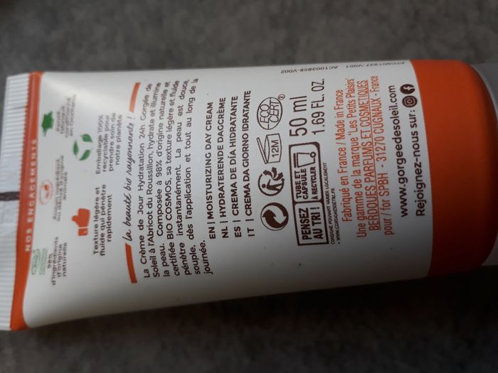 Gorgée du soleil bio crème hydratante 24h 50ml touts types de peaux - photo numéro 2