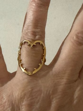 Bague cœur xl acier inoxydable or réglable