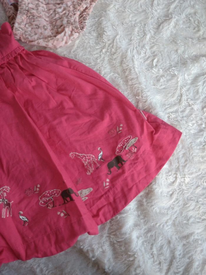 Ensemble (robe + boomer culotte) Fille 12 mois animaux savane éléphant Sergent major - photo numéro 6