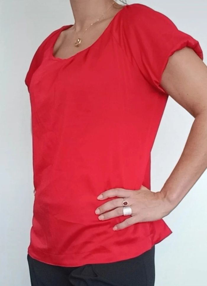 Blouse chic satin rouge taille 42 - photo numéro 4