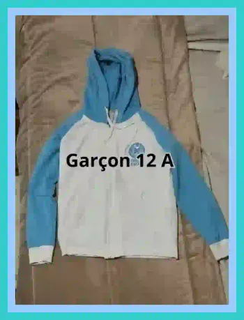 Gilet zippée à capuche Marshall Blanc et bleu azur garçon 12 ans - 7526939881