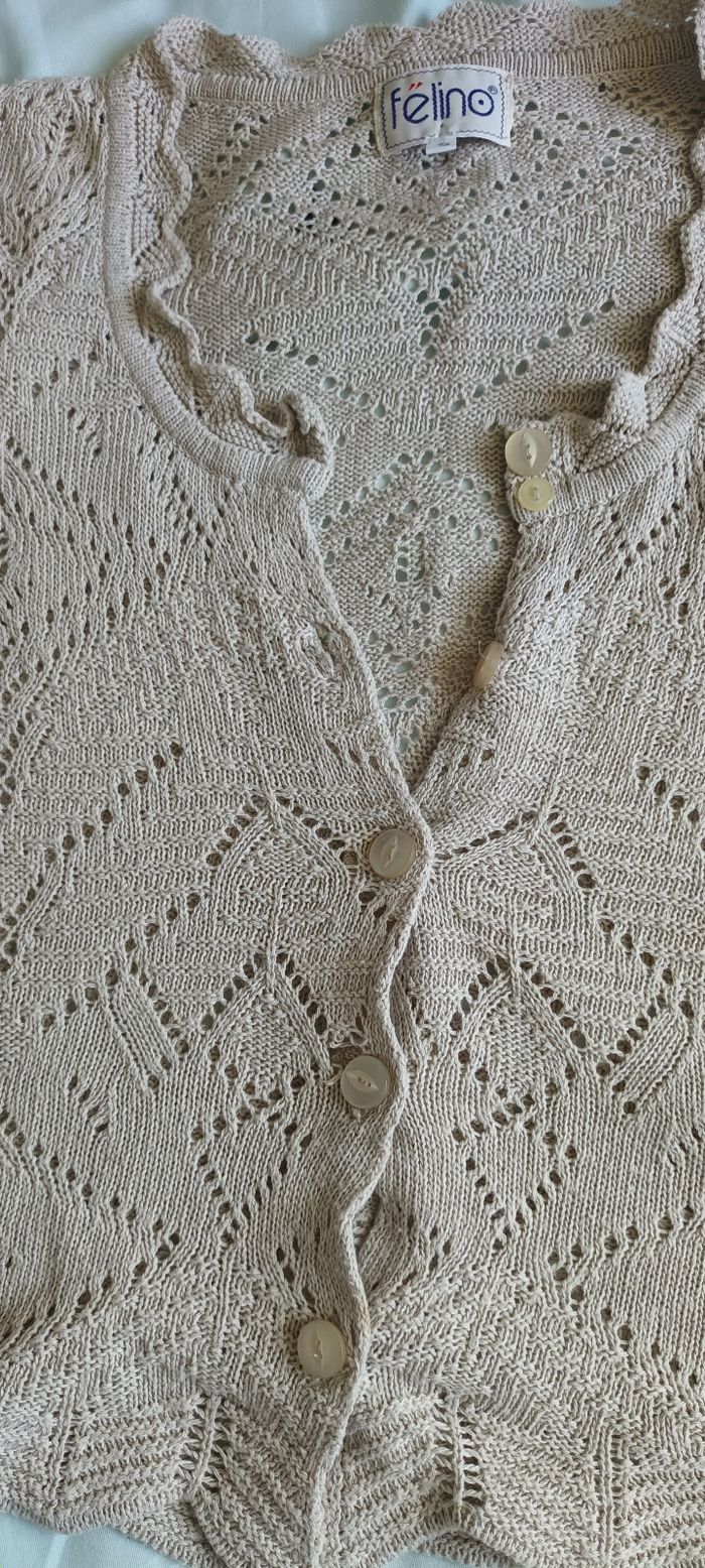 Gilet ajouré beige - photo numéro 3