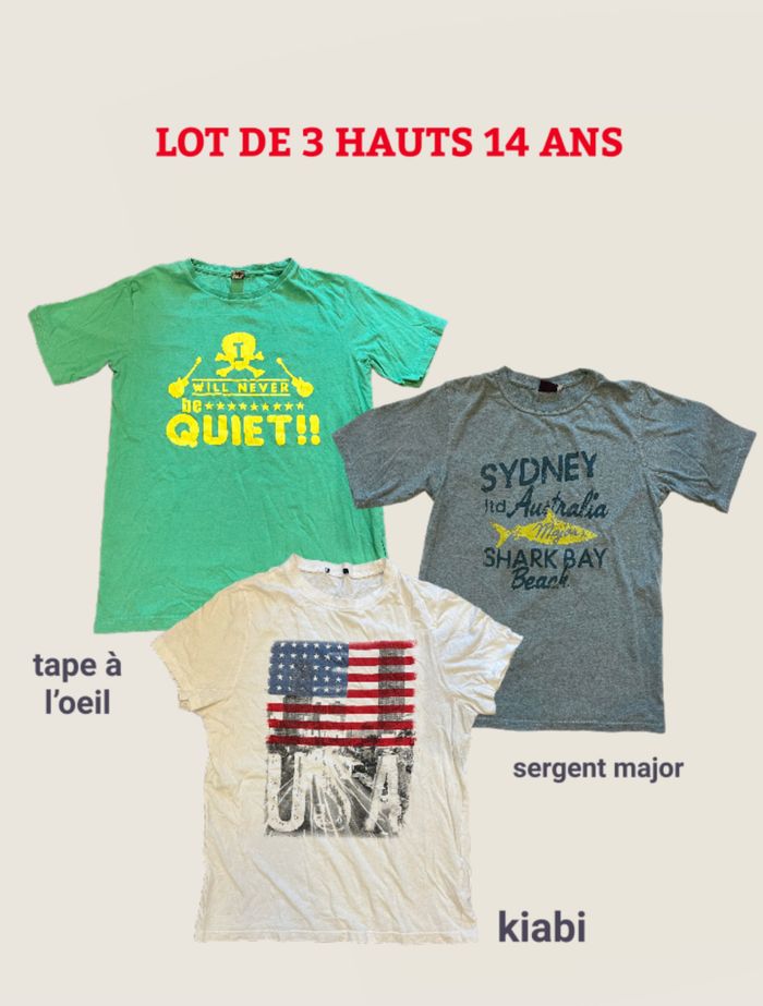Lot de 3 hauts/ tshirts garçon sergent major, kiabi, tape à l’œil