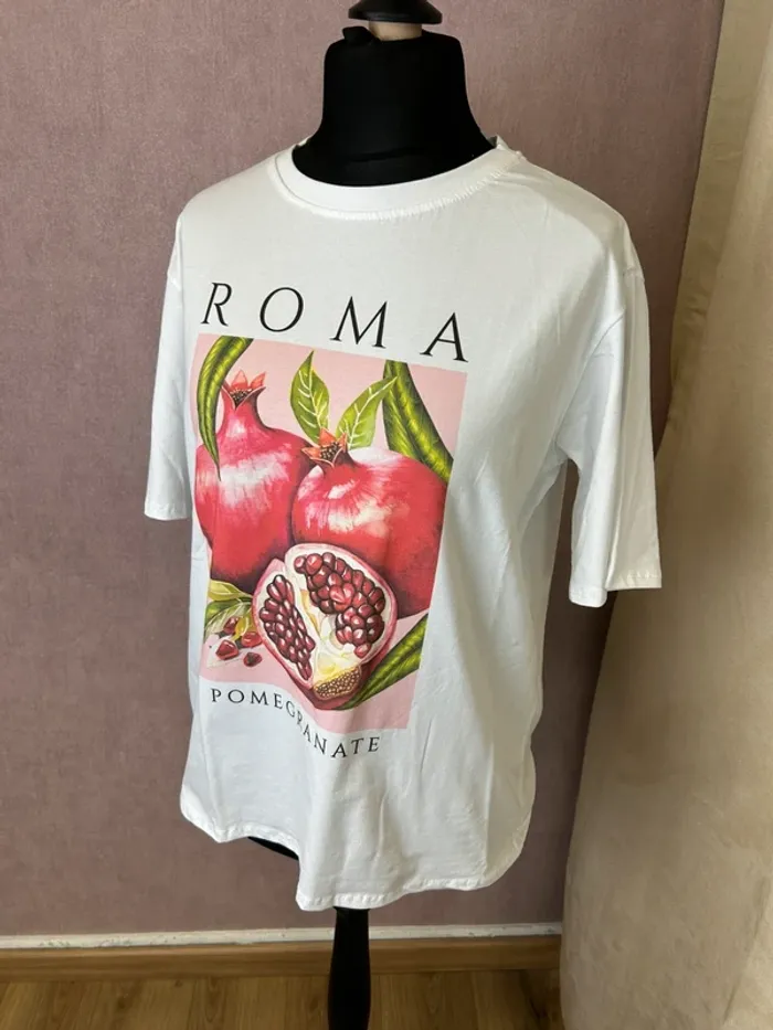 top femme tshirt femme blanc coton taille 38 taille 40 tshrit été femme top imprimé