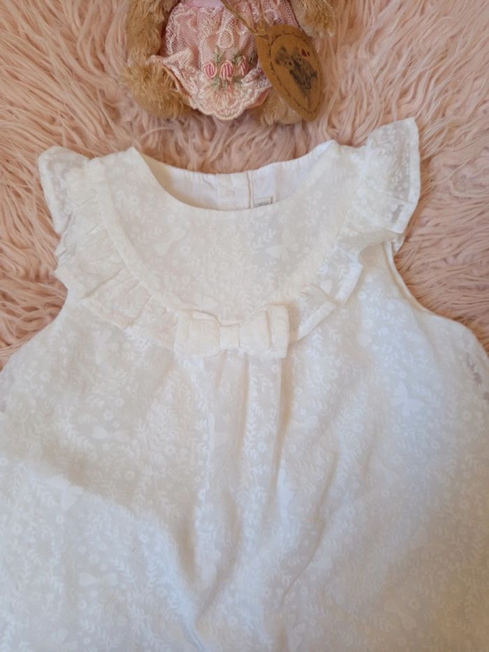 Robe blanche cérémonie look rétro avec volant encolure 9 mois, Sergent Major - photo numéro 3