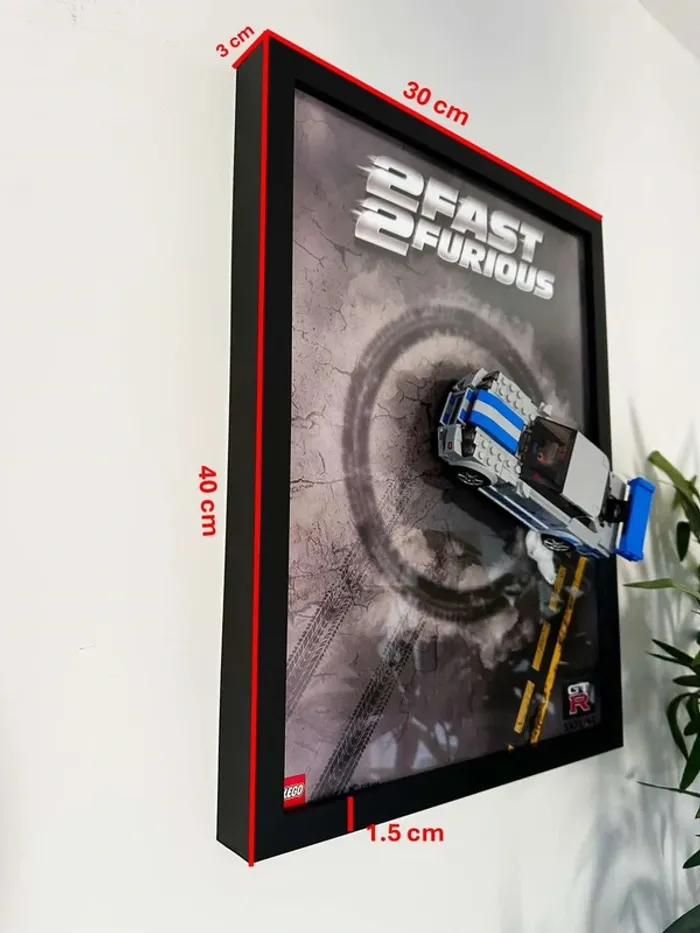 Cadre Lego Nissan GT-R Skyline 2 Fast 2 Furious - format 30×40 cm (sans Lego) - photo numéro 5