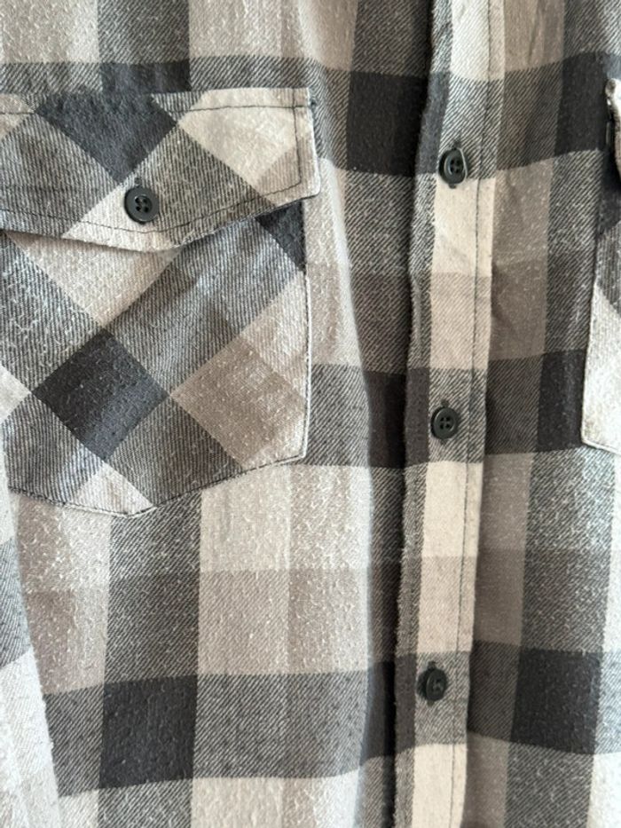 Chemise / Surchemise vintage Shout House en coton taille M couleur grise & blanche. - photo numéro 3