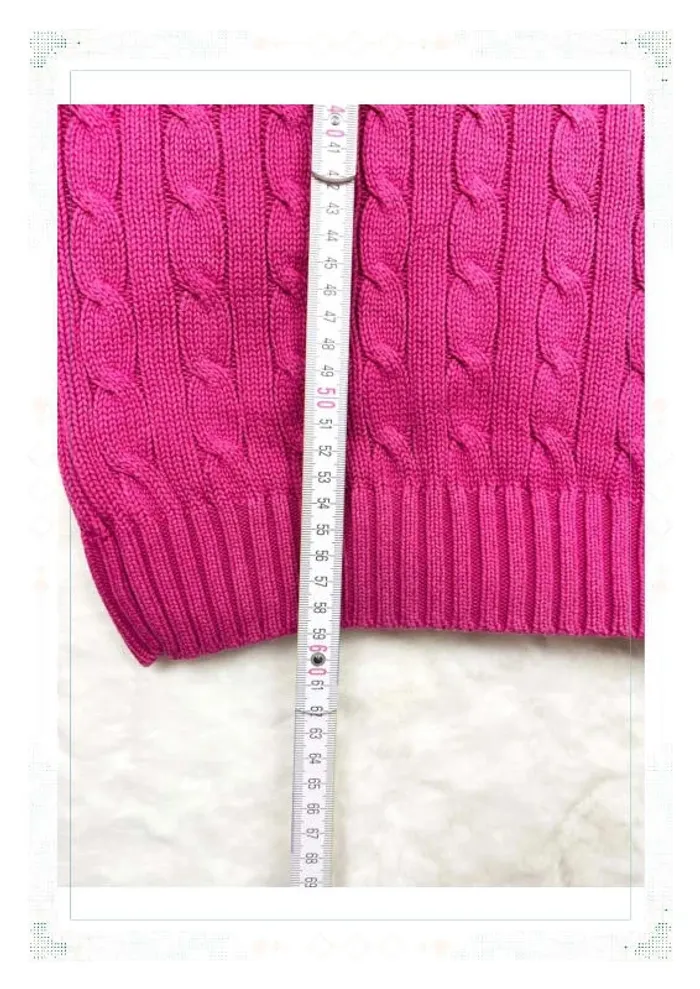 Ralph Lauren pull femme coton torsadé rose col V taille M - photo numéro 10